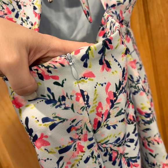 French Connection Nordstrom Rack Dress Floral Mini Light Blue Size 10 - Picture 13 of 14